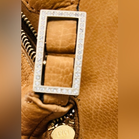 ST. JOHN Suede leather Hobo style crystal embellished single strap w/Riri zipper - Picture 6 of 16